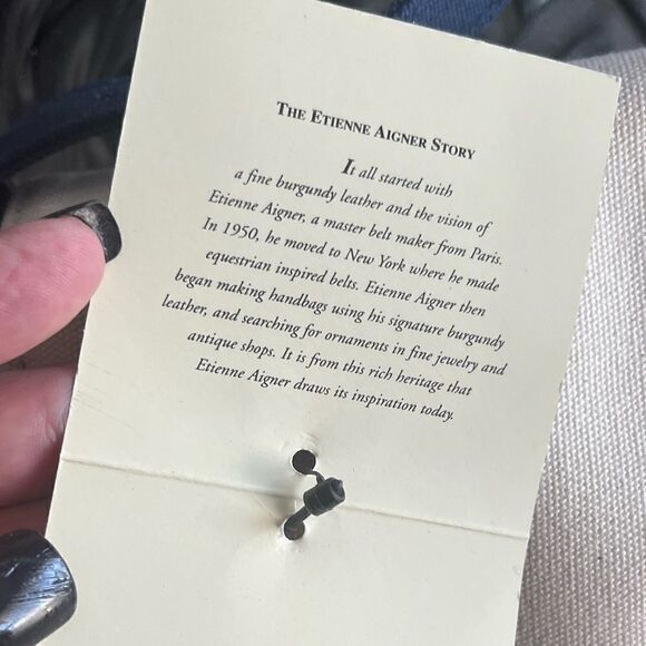 Etienne Aigner Fanvy Navy & Off-white Canvas Shoulder Handbag - Picture 8 of 11